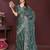 Grey floral embroidered sequinned rangoli silk saree with unstitched blouse