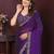 Purple floral embroidered sequinned rangoli silk saree with unstitched blouse