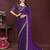 Purple floral embroidered sequinned rangoli silk saree with unstitched blouse