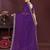 Purple floral embroidered sequinned rangoli silk saree with unstitched blouse