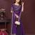 Purple floral embroidered sequinned rangoli silk saree with unstitched blouse