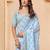 Turquoise embroidered embellished sarees