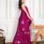 Magenta embroidered saree with blouse piece