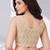Beige polyester elastin zari stretchable round neck sleeveless blouse