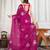 Magenta embroidered saree with blouse piece