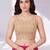 Gold polyester elastin zari stretchable round neck sleeveless blouse