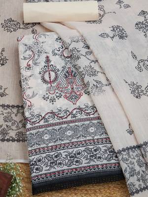 Printed Linen Unstitched Dress Material 1