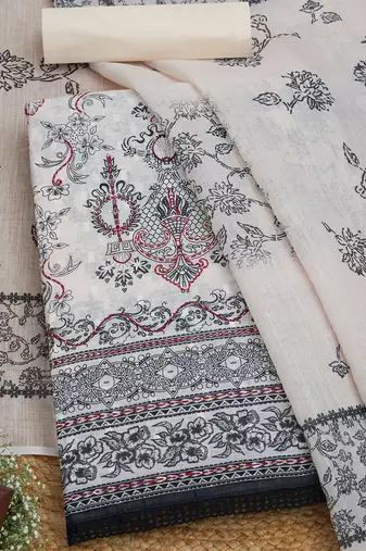 Printed Linen Unstitched Dress Material
