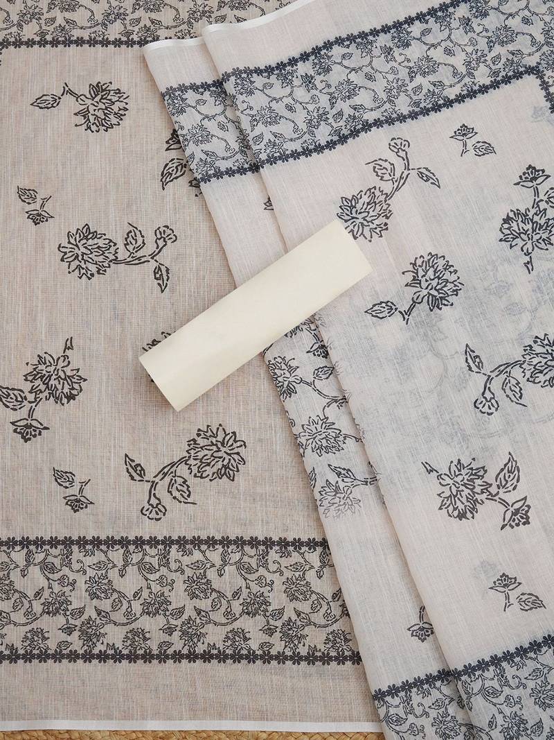 Printed Linen Unstitched Dress Material