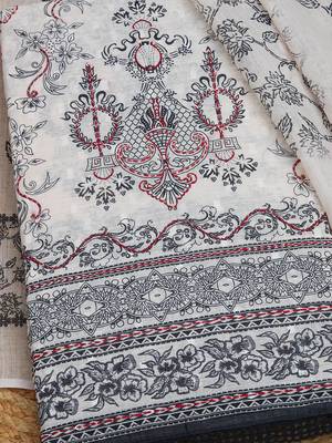 Printed Linen Unstitched Dress Material 4