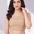 Gold polyester elastin zari stretchable round neck sleeveless blouse