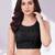Black polyester elastin zari stretchable round neck sleeveless blouse