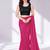 Black polyester elastin zari stretchable round neck sleeveless blouse