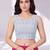 Silver polyester elastin zari stretchable round neck sleeveless blouse
