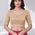 Gold polyester elastin zari stretchable blouse round neck elbow length sleeves blouse