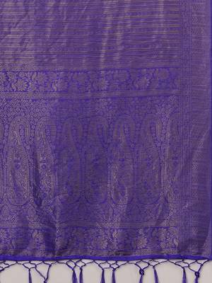 Purple women ethnic motifs woven design kanjeevaram saree 5