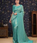 Blue ethnic motifs zari silk blend designer kanjeevaram saree