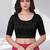 Black polyester elastin zari stretchable blouse round neck elbow length sleeves blouse