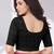 Black polyester elastin zari stretchable blouse round neck elbow length sleeves blouse