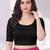 Black polyester elastin zari stretchable blouse round neck elbow length sleeves blouse