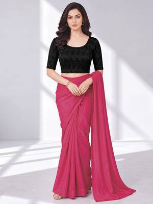 Black polyester elastin zari stretchable blouse round neck elbow length sleeves blouse 5