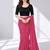 Black polyester elastin zari stretchable blouse round neck elbow length sleeves blouse