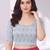 Silver polyester elastin zari stretchable blouse round neck elbow length sleeves blouse
