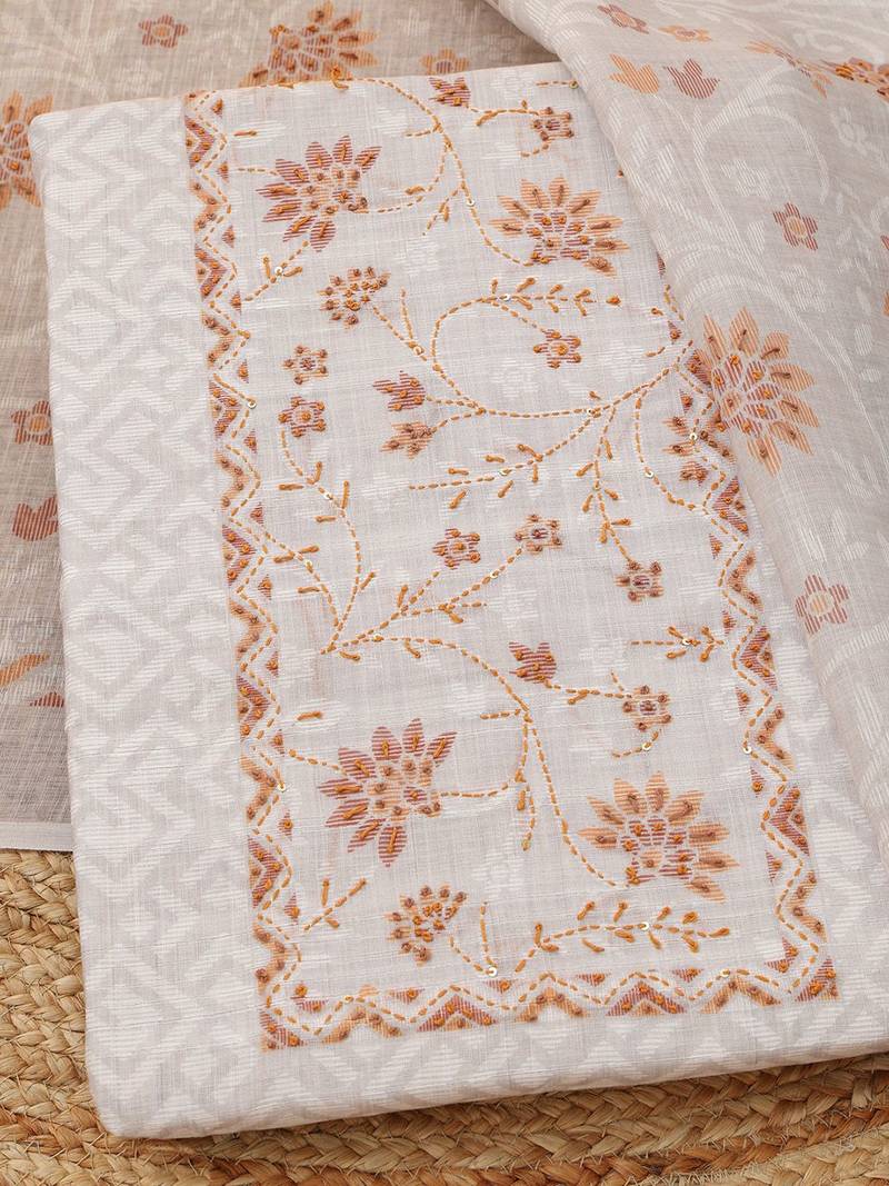 Printed Linen Unstitched Dress Material