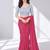 Silver polyester elastin zari stretchable blouse round neck elbow length sleeves blouse