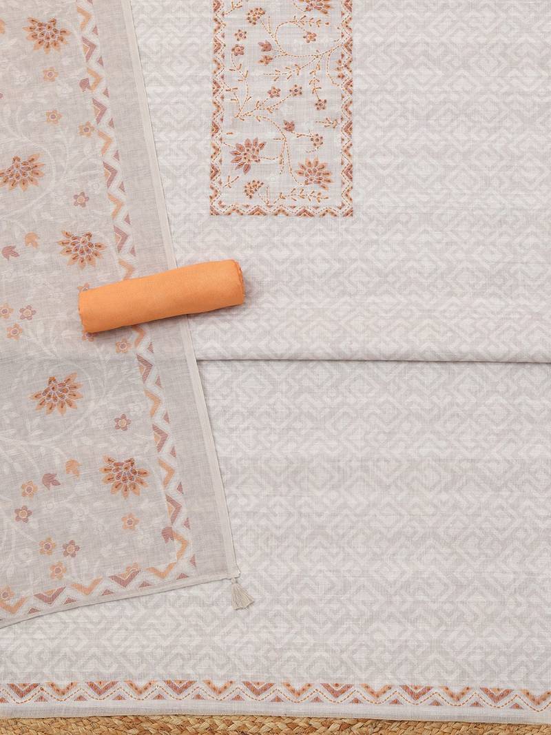 Printed Linen Unstitched Dress Material