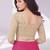 Beige polyester elastin zari stretchable blouse round neck 3/4 sleeve blouse