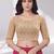 Gold polyester elastin zari stretchable blouse round neck 3/4 sleeve blouse