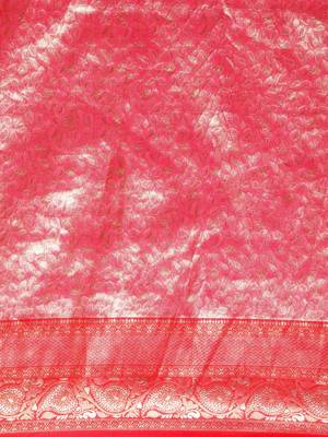 Red ethnic motifs zari saree 4