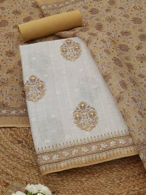 Printed Linen Unstitched Dress Material 2