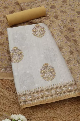 Printed Linen Unstitched Dress Material