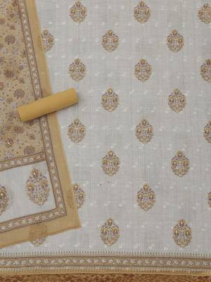 Printed Linen Unstitched Dress Material 4