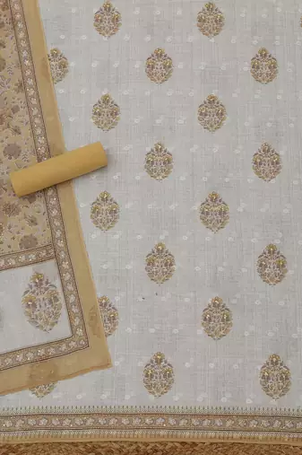 Printed Linen Unstitched Dress Material
