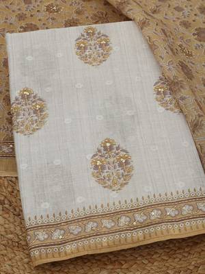 Printed Linen Unstitched Dress Material 5