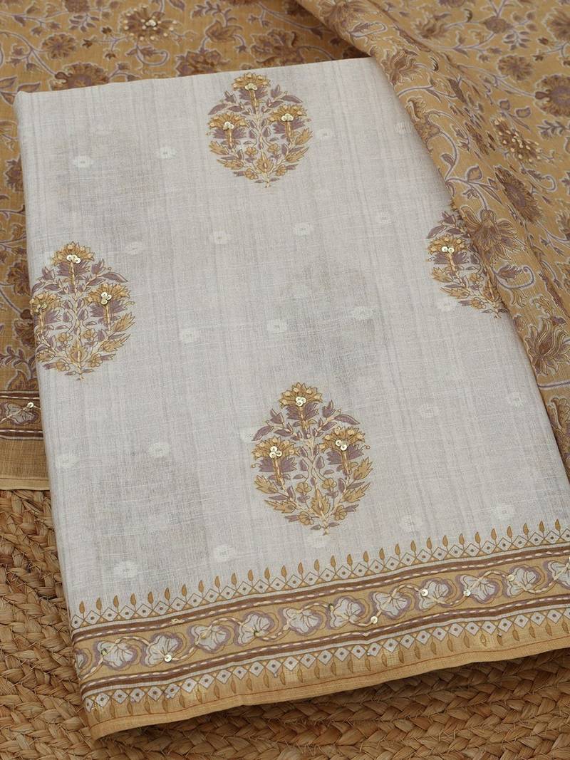 Printed Linen Unstitched Dress Material