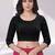 Black polyester elastin zari stretchable blouse round neck 3/4 sleeve blouse