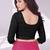 Black polyester elastin zari stretchable blouse round neck 3/4 sleeve blouse