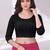 Black polyester elastin zari stretchable blouse round neck 3/4 sleeve blouse