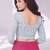 Silver polyester elastin zari stretchable blouse round neck 3/4 sleeve blouse