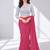 Silver polyester elastin zari stretchable blouse round neck 3/4 sleeve blouse