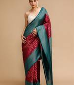 Burgundy woven design banarasi sarees