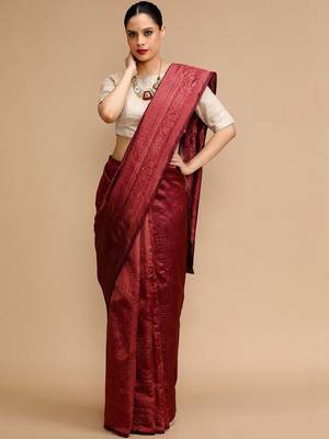 Maroon woven design banarasi sarees 1