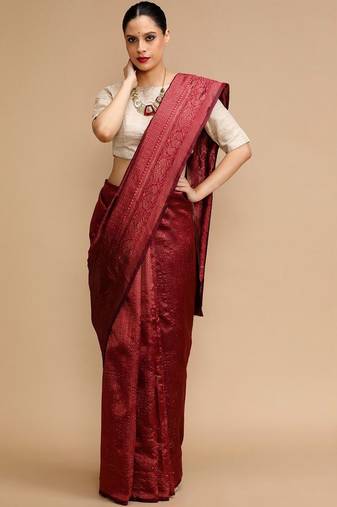 Maroon woven design banarasi sarees