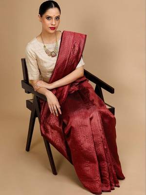 Maroon woven design banarasi sarees 2