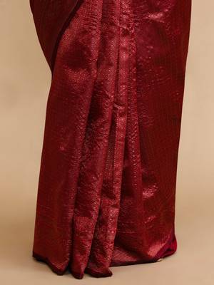 Maroon woven design banarasi sarees 5