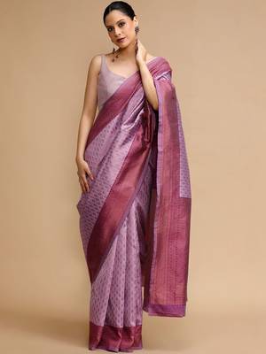 Lavender woven design sarees 1